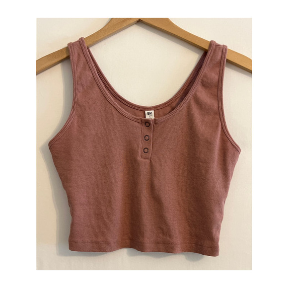 BP Cropped 3 Button tank Top Mauve Pink Sz Small - Picture 1 of 3